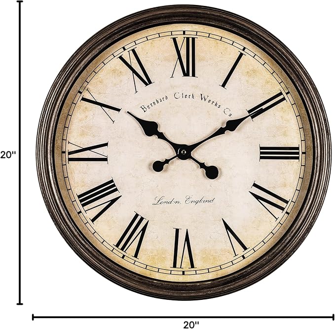 Bernhard Products Large Decorative Wall Clock 20 Inch Silent Non Ticking - Image 6
