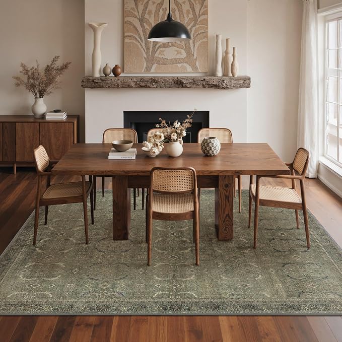 GENIMO 9x12 Area Rugs for Living Room, Machine Washable Non Slip Vintage Rugs - Image 4
