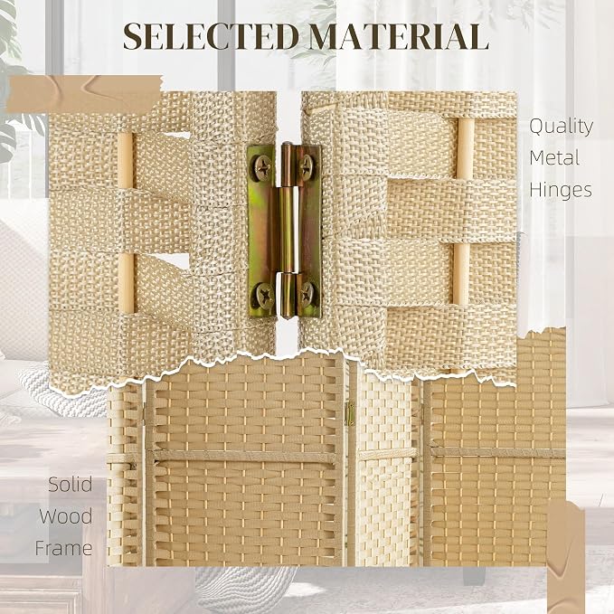 HOMCOM Room Divider, 6 Panel Folding Privacy Screen, 5.6' Tall Freestanding - Image 5