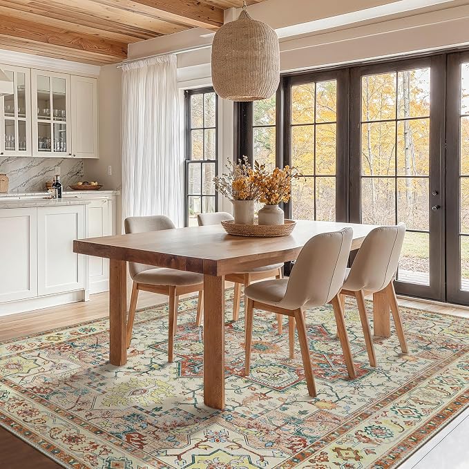 GENIMO 8x10 Area Rugs for Living Room, Machine Washable Non Slip Vintage Retro - Image 3