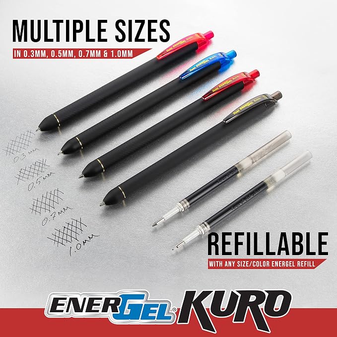 Pentel EnerGel Kuro Shades of Peace, Retractable Liquid Gel Pen - Image 6