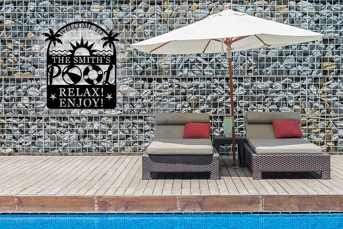 Personalized Pool Sign, Pool Gift, Custom Pool Decor, Custom Metal Pool Sign - Image 8