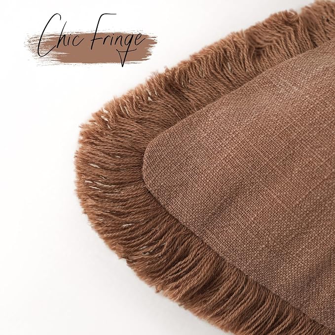 Foindtower Set of 2 Decorative Linen Fringe Throw Pillow Covers Cozy Boho - Image 3