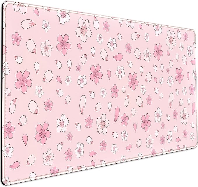 LuckyCow Pink Cherry Blossom Large Mouse Pad XXL 31.5''x15.7'', Pastel Anime by LuckyCow