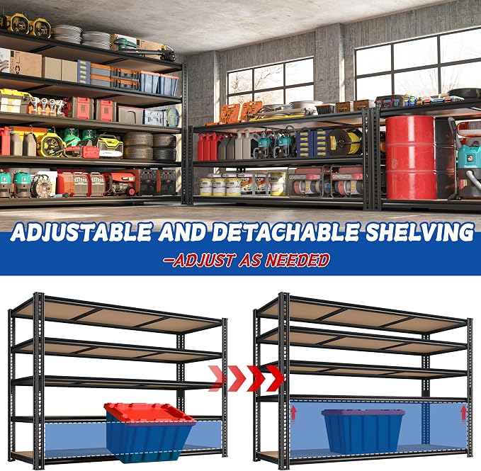ROOMFAVE 3500LBS Garage Shelving 60" W Metal Shelving 72" H Storage Shelves - Image 5