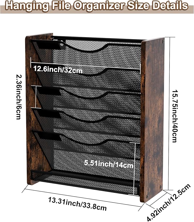 PAG-Mass Wall File Organizer, 6 Tier Mesh Mail Organizer Wall Mounted, Hanging - Image 8