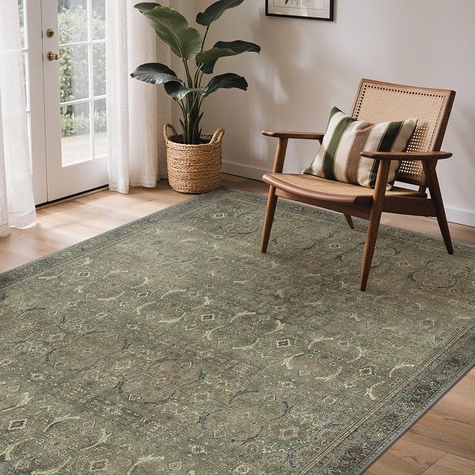GENIMO 9x12 Area Rugs for Living Room, Machine Washable Non Slip Vintage Rugs by GENIMO