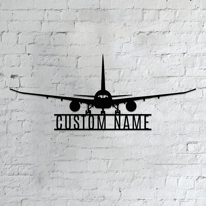 Personalized Metal Airplane Wall Art, Airplane Name Sign, Customized Pilot Name by Unknown