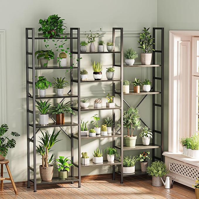 SUPERJARE Triple 6 Tier Bookshelf, Bookcase - Image 2