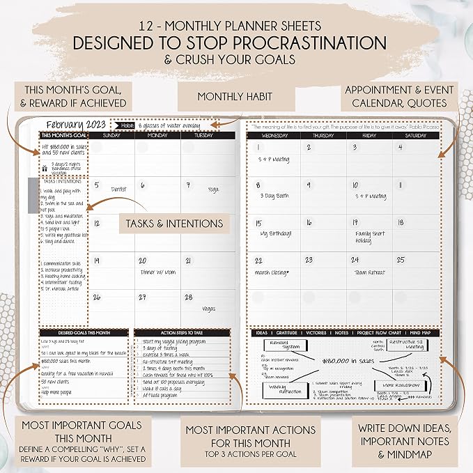 Life & Goal Planner – Undated Daily, Weekly & Monthly Organizer - Image 4