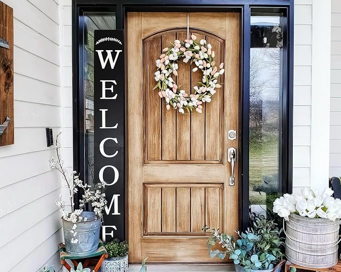 Tall Outdoor Welcome Sign - 6ft Black Rustic Modern Farmhouse Decor by DQ+DQ+HOME+DECOR