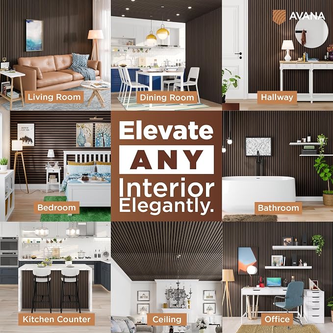 Avana Acoustic Wood Wall Panels – 94.4 x 12.6 Inch Dark Walnut Acoustic Panels - Image 3