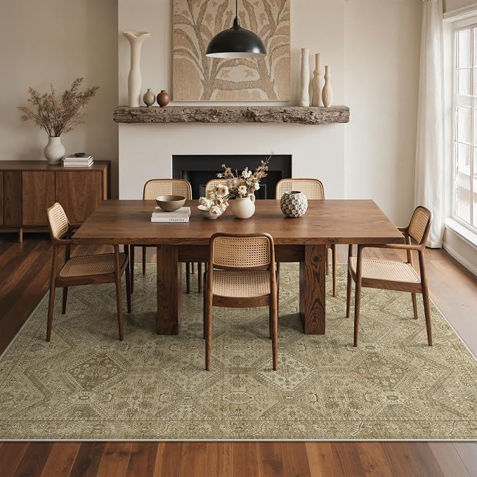 GENIMO 9x12 Area Rugs for Living Room, Machine Washable Non Slip Vintage Rugs - Image 9