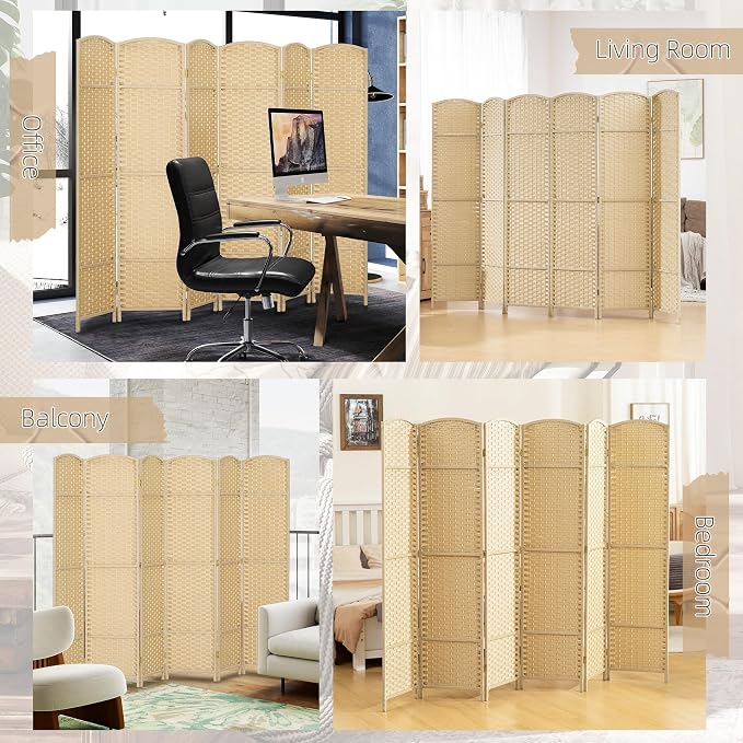 HOMCOM Room Divider, 6 Panel Folding Privacy Screen, 5.6' Tall Freestanding - Image 6