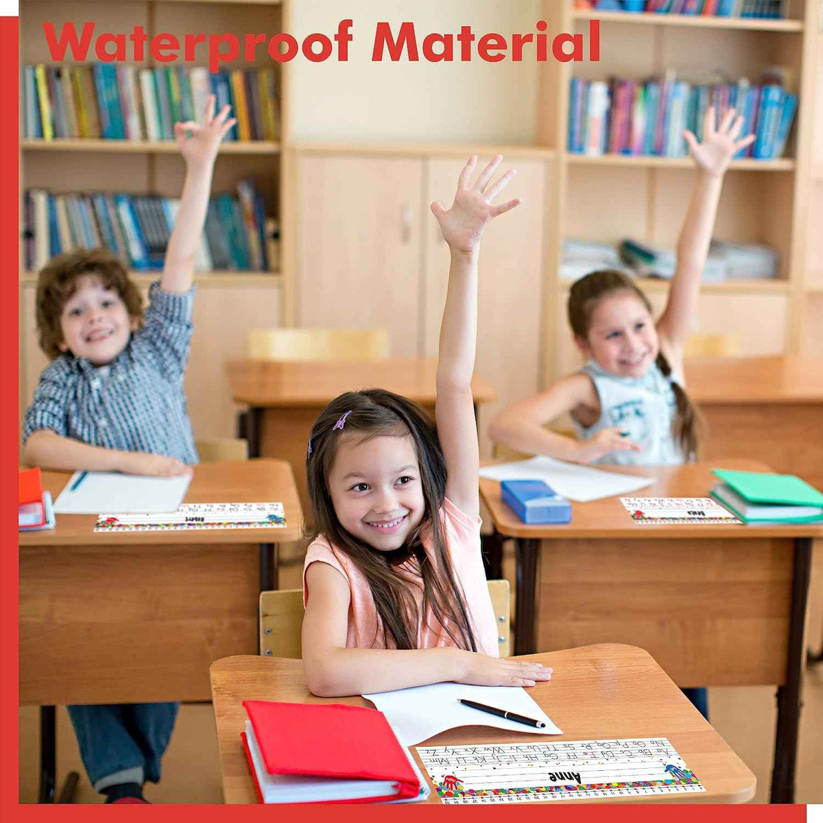 40 PCS Desk Nameplates – Waterproof, Erasable & Reusable with Alphabet & Number Line