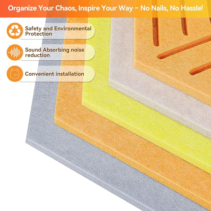 12'' Medium Hexagon Cork-Bulletin Board Tiles Frameless 10 Pack Adhesive - Image 5