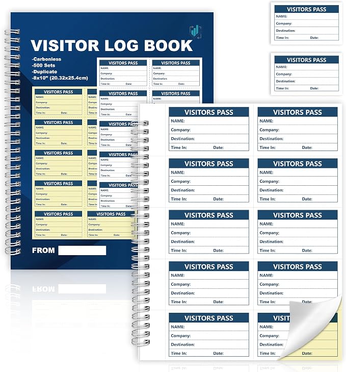 1 Pack of 500 Visitor Badges Registry Log by Unknown