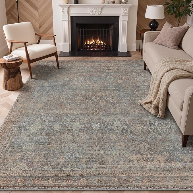 GENIMO 9x12 Area Rugs for Living Room, Machine Washable Non Slip Vintage Rugs - Image 2