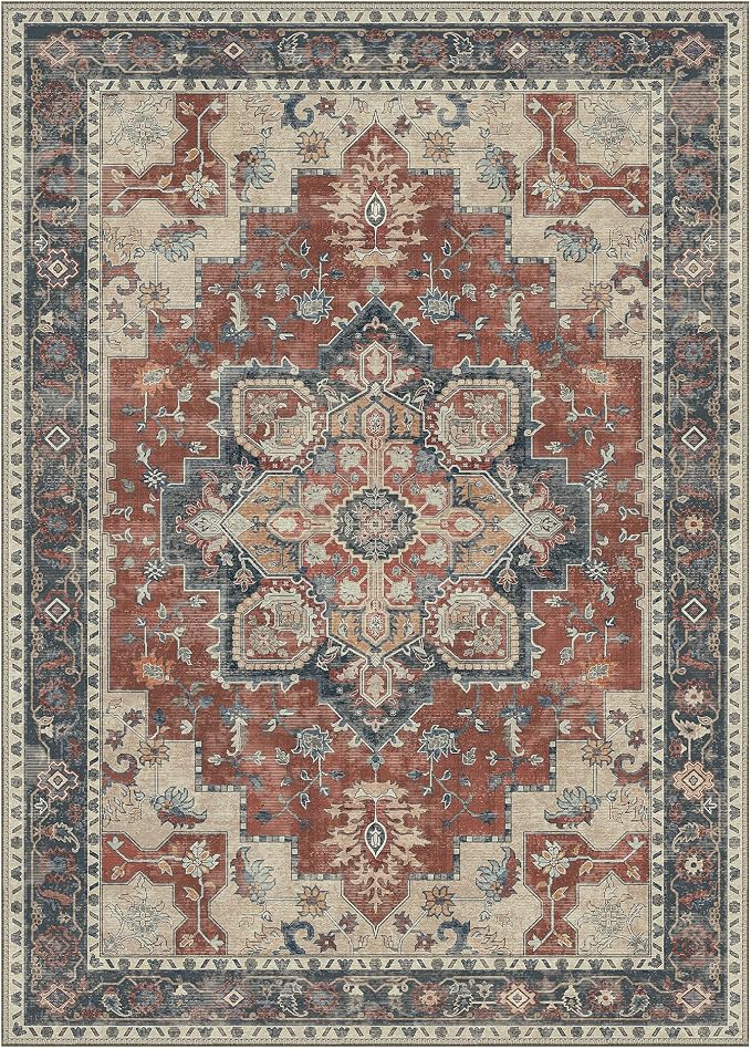 GENIMO 8x10 Area Rugs for Living Room, Machine Washable Non Slip Vintage Rugs - Image 8