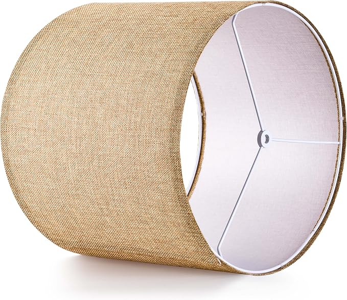 GO&SO Set of 2 Brown Medium Drum Lamp Shades 13" Top x 13" Bottom x 10" High - Image 5