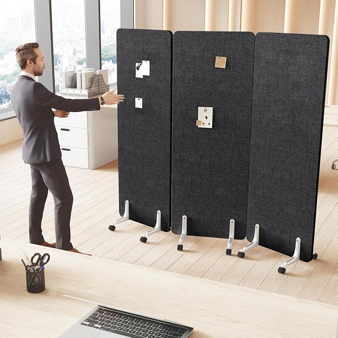 MORDEER 70.8" W x 63" H Freestanding Partition Room Dividers, Acoustic Panels - Image 8