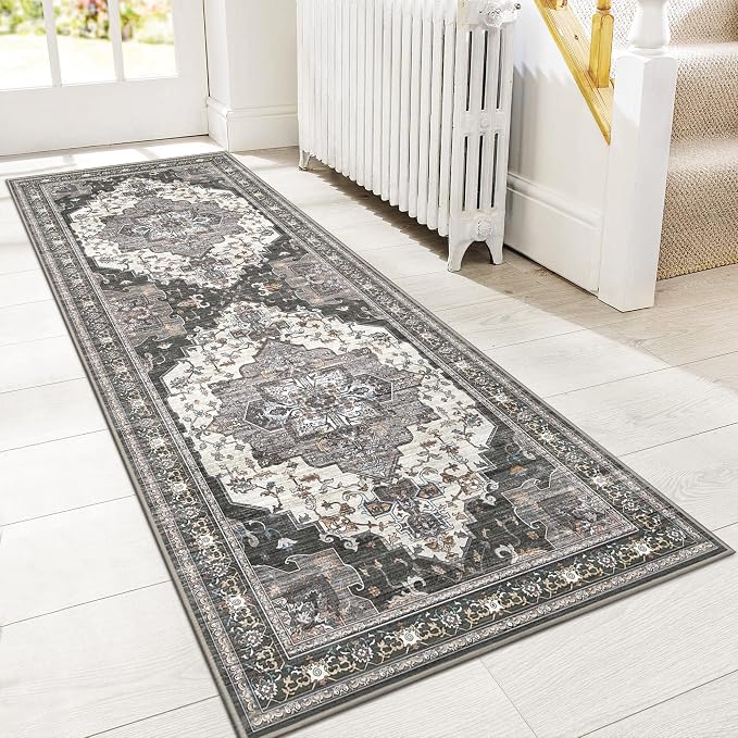GENIMO 2X7 Hallway Runner Rug, Machine Washable Non Slip Vintage Floral by GENIMO