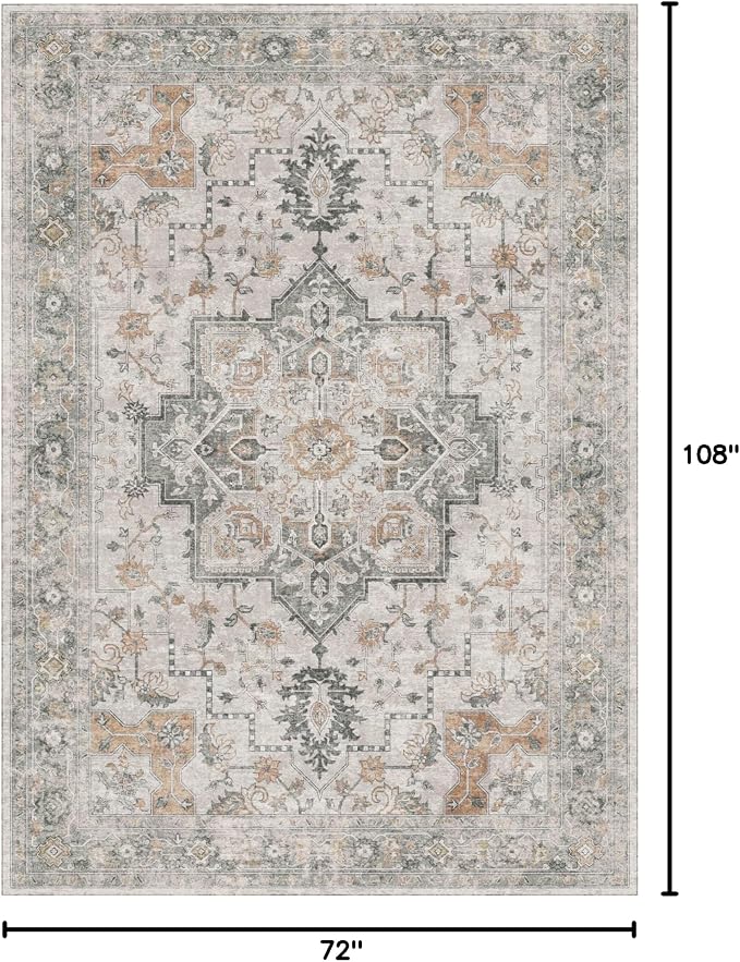 GENIMO 6x9 Area Rugs for Living Room, Machine Washable Low Pile Rugs, Chenille - Image 2