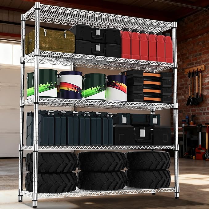 M MZG 5 Tiers Shelf 3300 lbs Steel Storage Shelving Utility Shelving Unit Steel - Image 2