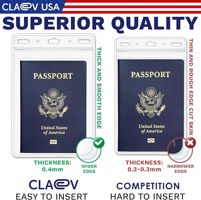 Claev Flexible and Tear Resistant Vertical 4x6 Passport & Card Holders - Image 9