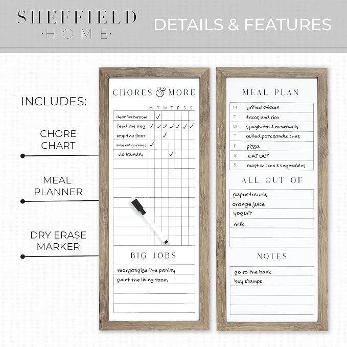 Sheffield Home Set of Two Family Planner Dry Erase Boards Featuring, Chore Chart - Image 3