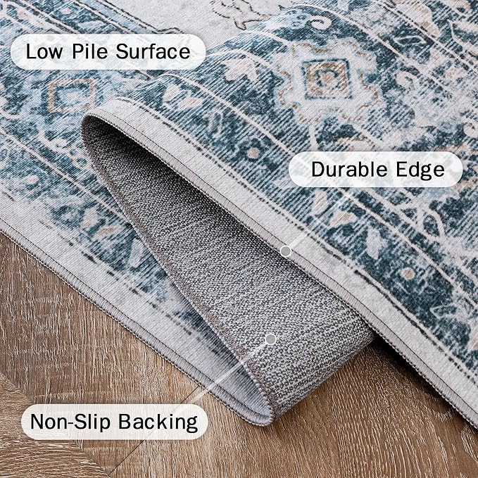 GENIMO 4x6 Area Rugs for Living Room, Machine Washable Rug, Non Slip Vintage - Image 5