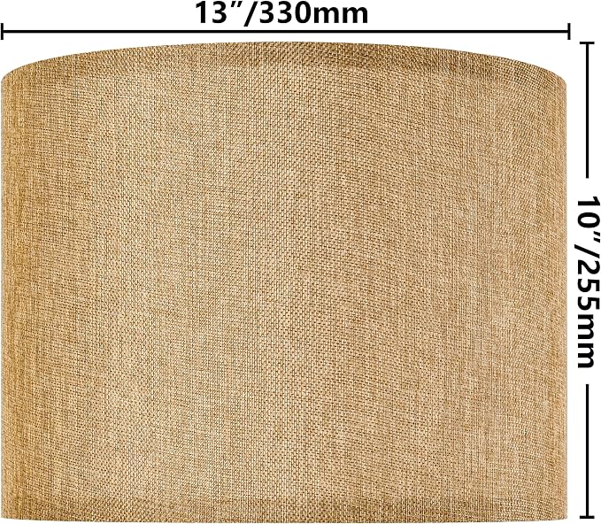 GO&SO Set of 2 Brown Medium Drum Lamp Shades 13" Top x 13" Bottom x 10" High - Image 2