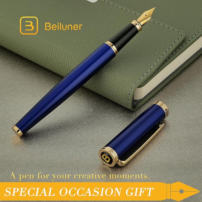 BEILUNER Blue Fountain Pen, Stunning Luxury Pens - Image 8