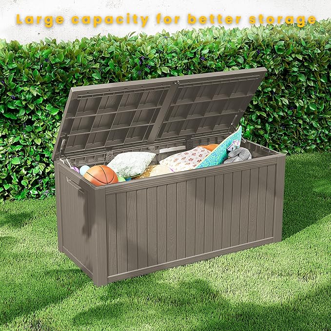 Decksplore Outdoor Storage Box Waterproof, 200 Gallon Lockable Resin Large Deck - Image 8