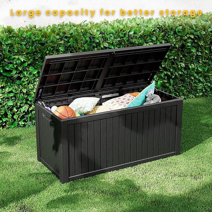 Decksplore Outdoor Storage Box Waterproof, 200 Gallon Lockable Resin Large Deck - Image 9